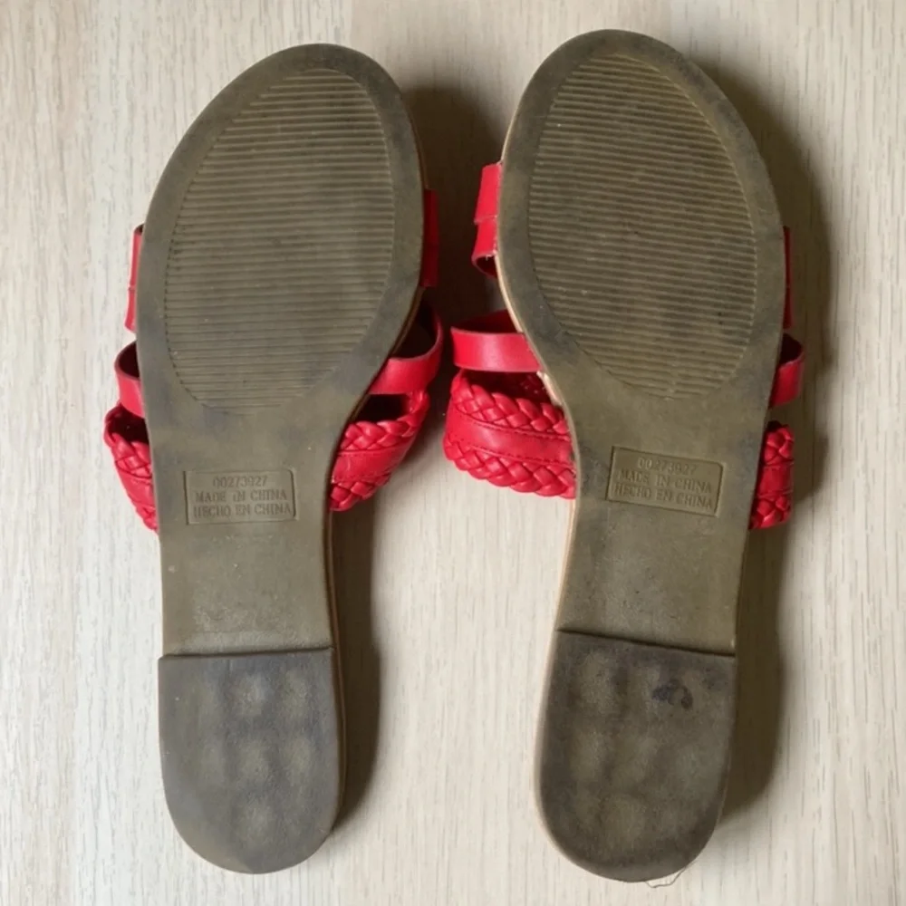Forever 21 Women's Red Braided Slide Sandals, Size 7.5, 7 1/2 Slip on summer